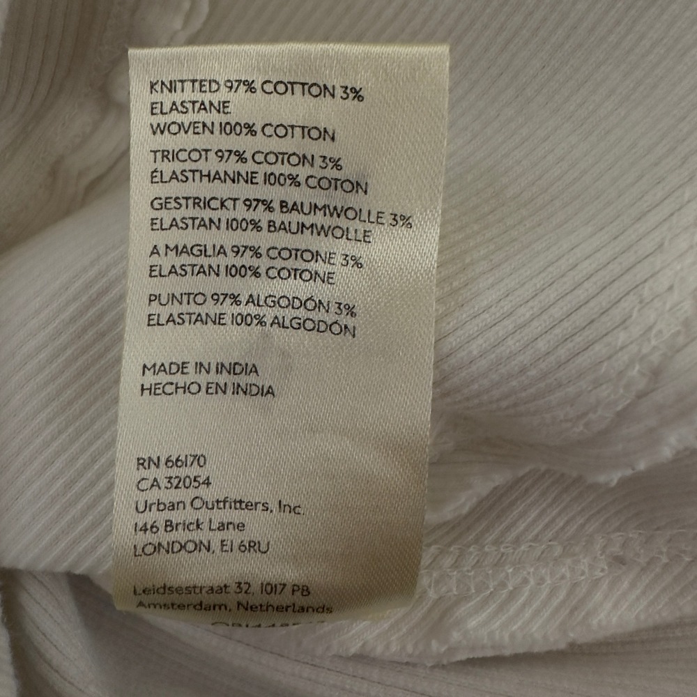 Anthropologie Tank Top White Ribbed Knit Ruffle Strap Crop Y2K CoquetteGirl SZ M - Picture 5 of 5